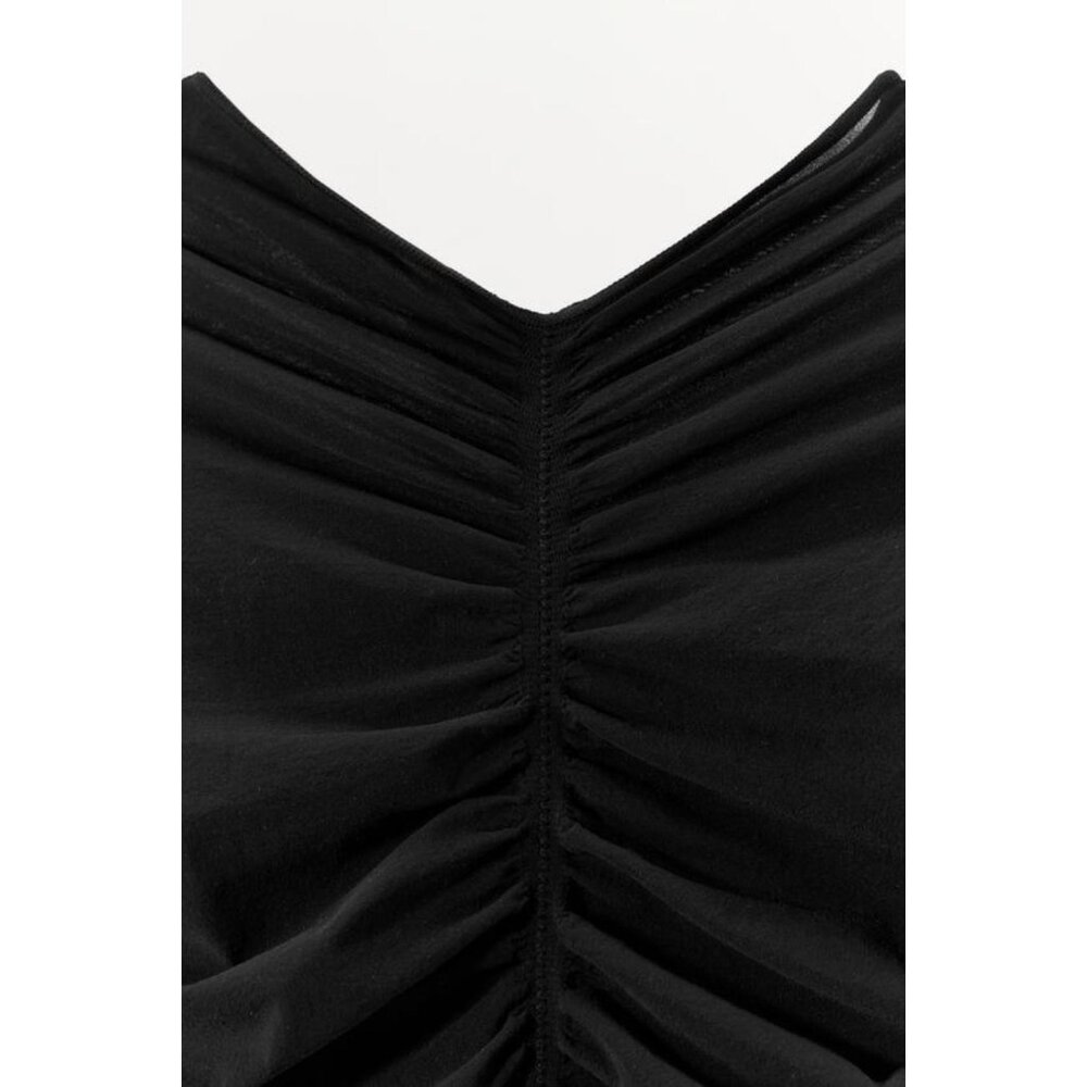 ZARA GATHERED SHEER MINI DRESS - Picture 8 of 8